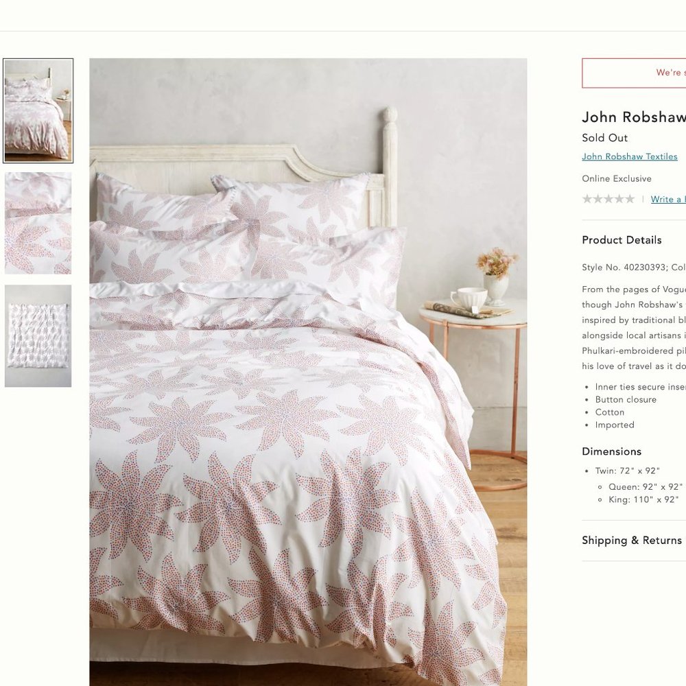 John Robshaw Lahuti Duvet Cover + 1 King sham!